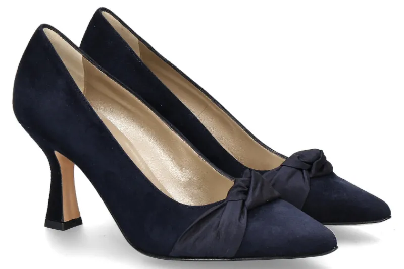 Damen dirndl + bua Trachten-Pumps VELOURS SEIDE- ozean blau