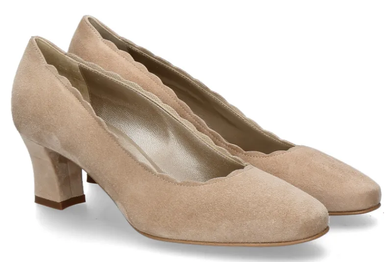 Damen dirndl + bua Trachten-Pumps 1849 VELOURS- hazel hellbraun