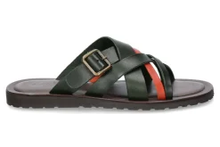 Herren Emozioni Pantolette LEATHER M7600 OLIVE ORANGE