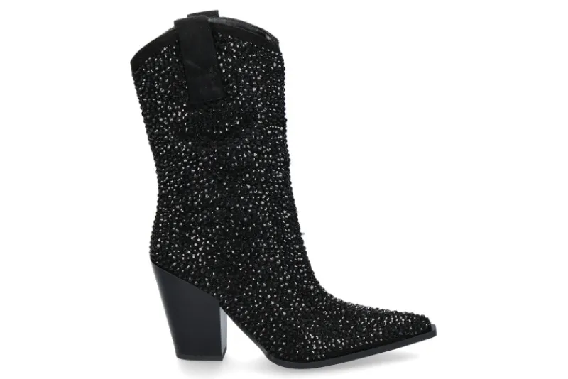 Damen Exé Cowboy Boots GLITTER T6153- black