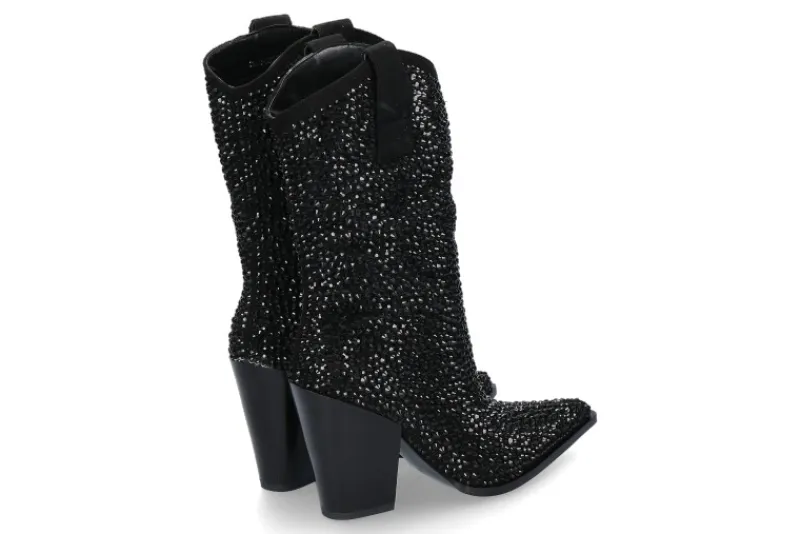 Damen Exé Cowboy Boots GLITTER T6153- black
