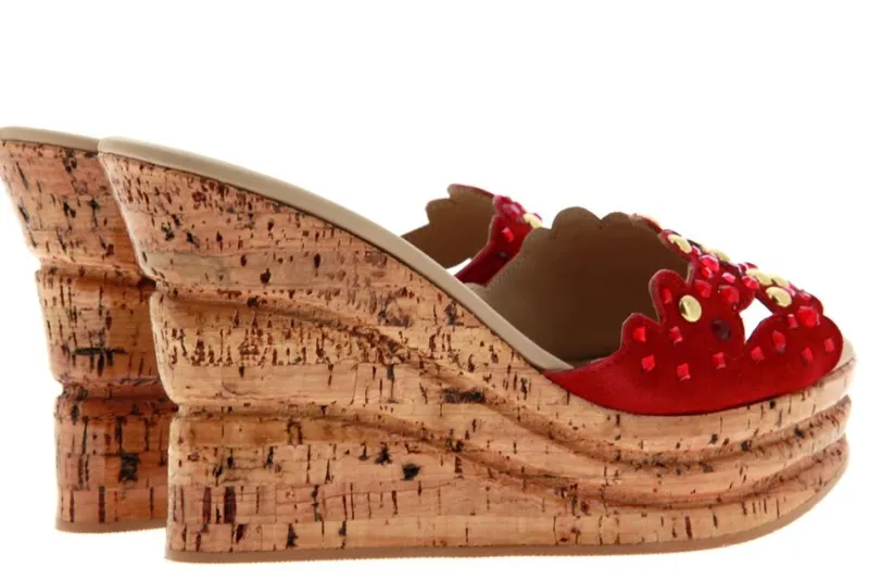 Damen Fernando Pensato Pentolette BORCHIE ORO DUBAI CAM ROSSO STRASS (40)