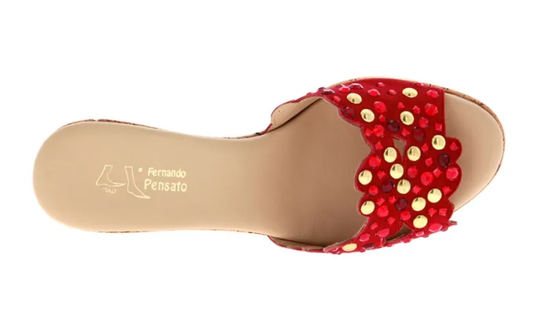 Damen Fernando Pensato Pentolette BORCHIE ORO DUBAI CAM ROSSO STRASS (40)