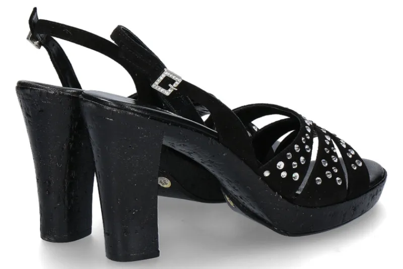 Damen Fernando Pensato Sandale MIRANDA CAMOSCIO NERO STRASS SKY (38)