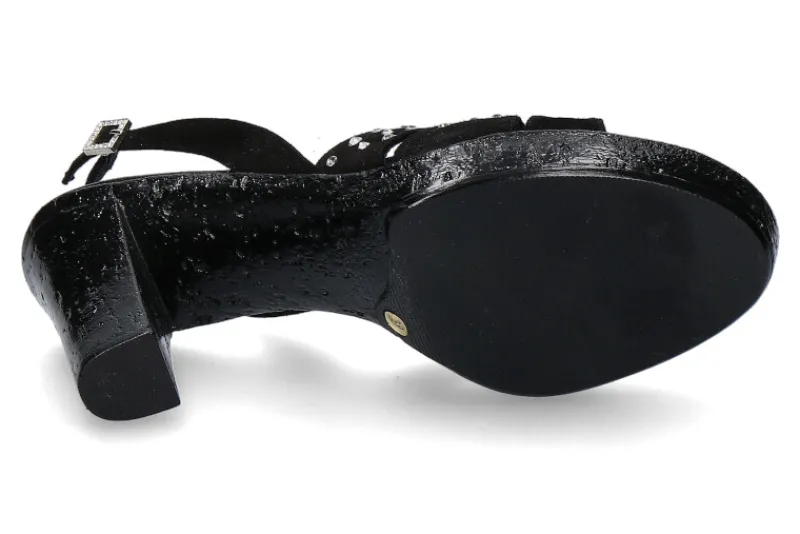 Damen Fernando Pensato Sandale MIRANDA CAMOSCIO NERO STRASS SKY (38)