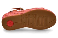 Damen Fitflop Keilsandale RAFFIA LEATHER- satsuma/pink perfect mix