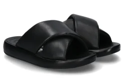 Damen Fitflop Pantolette IQUSHION D-LUXE PADDED LEATHER CROSS- all black/schwarz