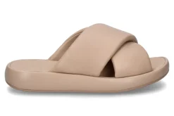 Damen Fitflop Pantolette IQUSHION D-LUXE PADDED LEATHER CROSS- classic beige