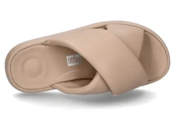 Damen Fitflop Pantolette IQUSHION D-LUXE PADDED LEATHER CROSS- classic beige