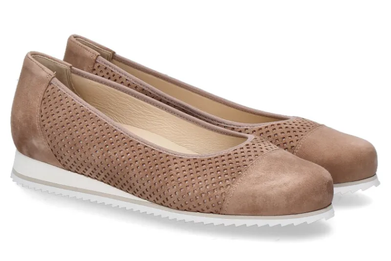 Damen Hassia Keilballerina PIACENZA G-WEITE SAMTZIEGE- cappuccino