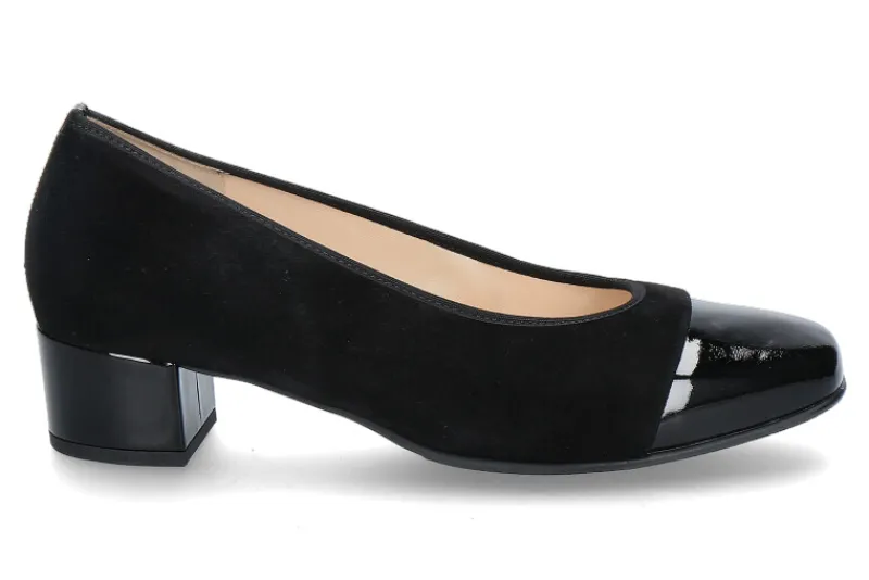 Damen Hassia Pumps EVELYN SAMTKID LEDER- schwarz
