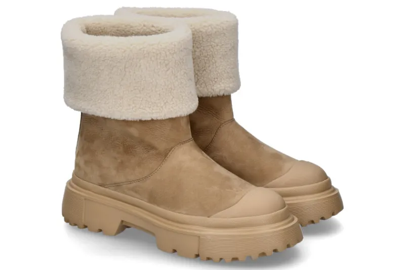 Damen Hogan Boots gefüttert H619 CREMA BISCOTTO