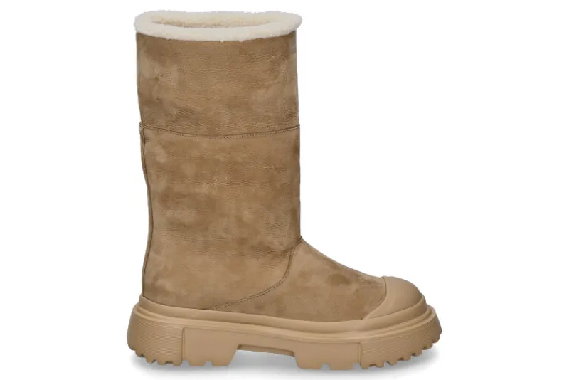 Damen Hogan Boots gefüttert H619 CREMA BISCOTTO