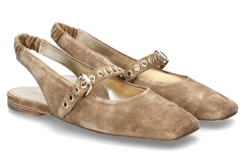 Damen Kennel und Schmenger Sling- Ballerina LEILA SUEDE- nuts/gold
