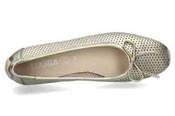 Damen Mania Ballerina PERFORATO LAMINADO PLATINO (40)