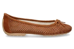 Damen Mania Ballerina PERFORATO CAMOSCIO COGNAC (41½)