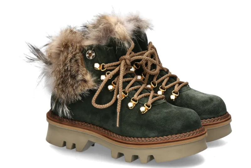Damen Montelliana Schnürstiefelette gefüttert AURORA MILITARY GREEN
