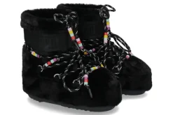 Damen Moon Boot Bootie ICON LOW FAUX FUR BEADS- black/schwarz