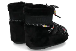 Damen Moon Boot Bootie ICON LOW FAUX FUR BEADS- black/schwarz