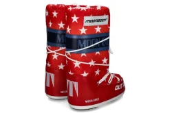 Damen Moon Boot snow boot RETROBIKER WHITE STARS PRINT- white/ red