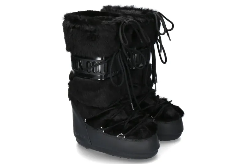 Damen Moon Boot Snowboot CLASSIC FAUX FUR BLACK (35-38)
