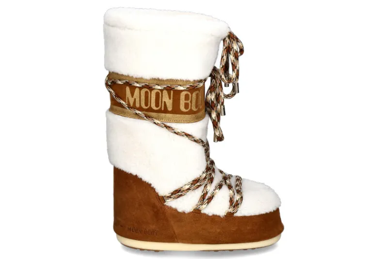 Damen Moon Boot Snowboot warmgefüttert ICON SHEARLING WHISKY OFF WHITE