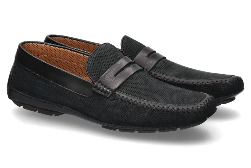 Herren Moreschi Mokassin BAHAMAS PERFORATO NERO (43½)