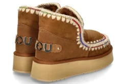 Damen mou Boots gefüttert ESKIMO 18 PLATFORM RHINESTONES- cognac