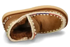 Damen mou Boots gefüttert ESKIMO 18 PLATFORM RHINESTONES- cognac