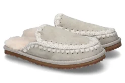 Damen mou Pantolette gefüttert SLIPPER FULL ESKIMO STITCH- silber