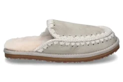 Damen mou Pantolette gefüttert SLIPPER FULL ESKIMO STITCH- silber