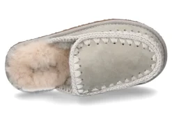 Damen mou Pantolette gefüttert SLIPPER FULL ESKIMO STITCH- silber
