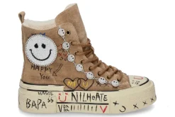 Damen Nan-Ku Couture High Top Sneaker gefüttert VELOUR- camel/braun