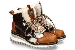 Damen New Italia Shoes Boots gefüttert ERIKA RINDSLEDER- braun/weiss