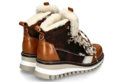 Damen New Italia Shoes Boots gefüttert ERIKA RINDSLEDER- braun/weiss