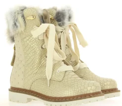 Damen New Italia Shoes Stiefelette gefüttert SNAKE LOOK SAND