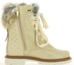 Damen New Italia Shoes Stiefelette gefüttert SNAKE LOOK SAND