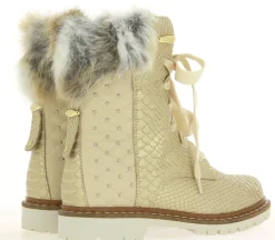 Damen New Italia Shoes Stiefelette gefüttert SNAKE LOOK SAND