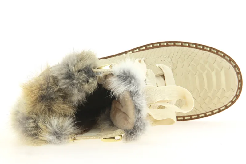 Damen New Italia Shoes Stiefelette gefüttert SNAKE LOOK SAND