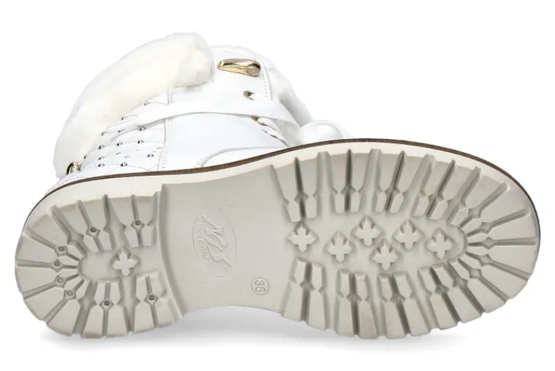 Damen New Italia Shoes Stiefelette gefüttert WHITE STUDS GOLD