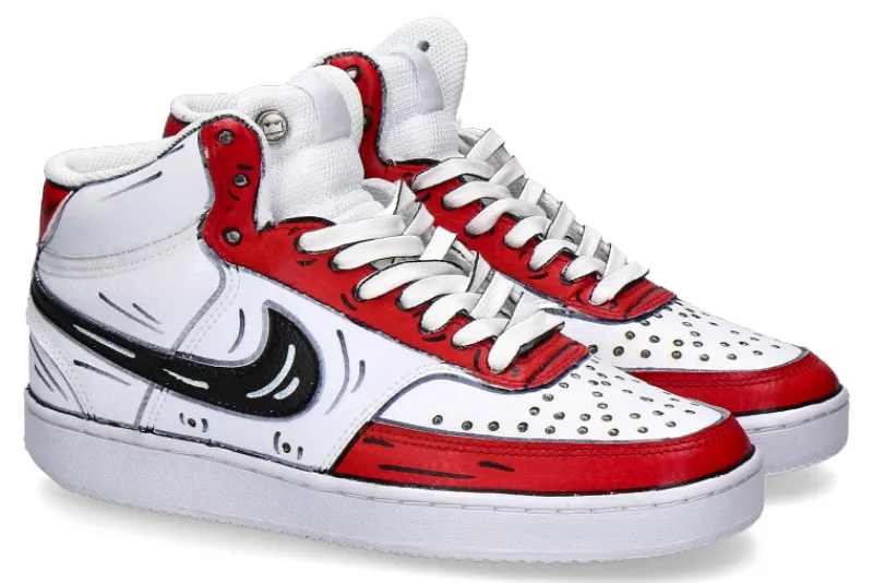 Herren Ballo Da Sola Nike Customized by Mid-Cut CARTOON ROSSO