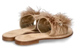 Damen Paola Fiorenza Pantolette PIUMA CAMEL DRILL LEGNO- gold ambra