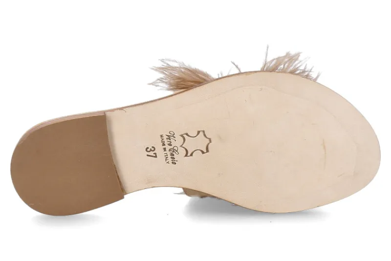 Damen Paola Fiorenza Pantolette PIUMA CAMEL DRILL LEGNO- gold ambra