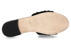 Damen Paola Fiorenza Pantolette VELLUTO NERO MICROCRISTALLI- foglie silver