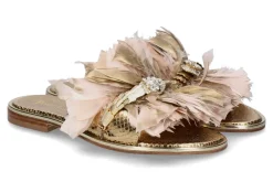 Damen Paola Fiorenza Pantolette COBRA LAMINATO snake gold piume