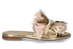 Damen Paola Fiorenza Pantolette COBRA LAMINATO snake gold piume