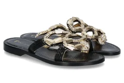 Damen Paola Fiorenza Pantolette PELLE STAMPO COBRA nero snake gold