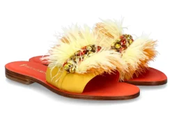 Damen Paola Fiorenza Pantolette PIUMA ARANCIO GIALLA- pelle gialla gold