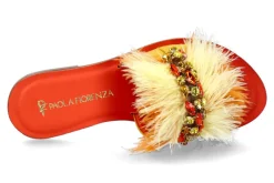 Damen Paola Fiorenza Pantolette PIUMA ARANCIO GIALLA- pelle gialla gold