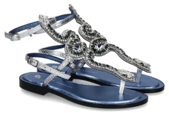 Damen Paola Fiorenza Sandale ARGENTO PITONE BLU SILVER
